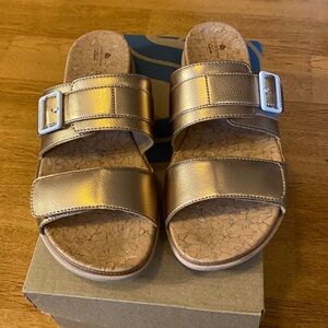 CLOUDSTEPPERS by Clarks Slide Sandals Step June Sun Rose Gold 9.5